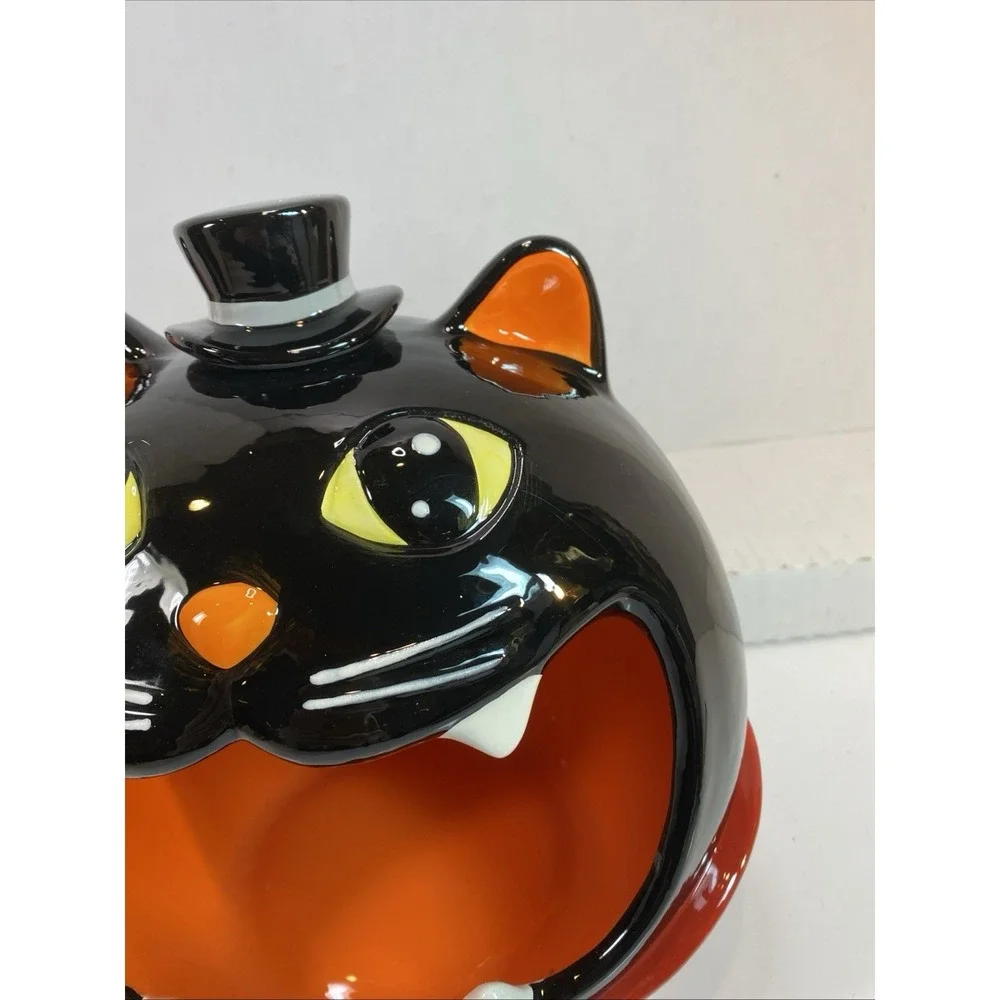 Black Cat Halloween Ceramic Candy Bowl Trick or Treat Party Member's Mark